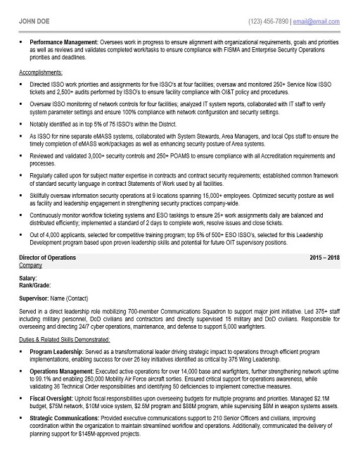 Information Systems Security Officer Resume Sample & Template Page 2