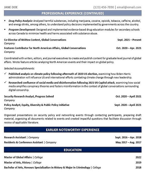 Policy Analyst Resume Sample & Template Page 2