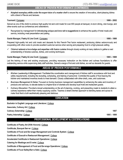 Executive Chef Resume Sample & Template Page 2