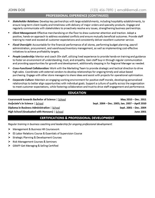Senior Store Manager Resume Sample & Template Page 2