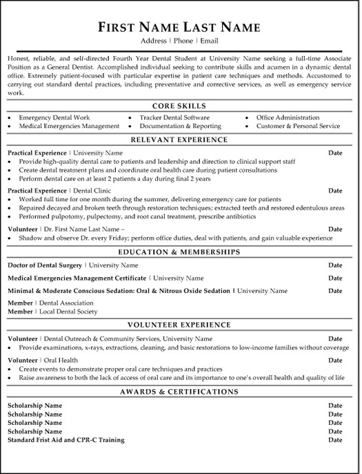 General Dentist Resume Sample & Template