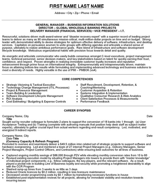 Director Wholesale Banking Resume Sample & Template