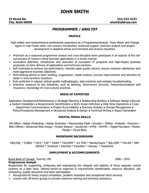 Program Analyst Resume Sample & Template