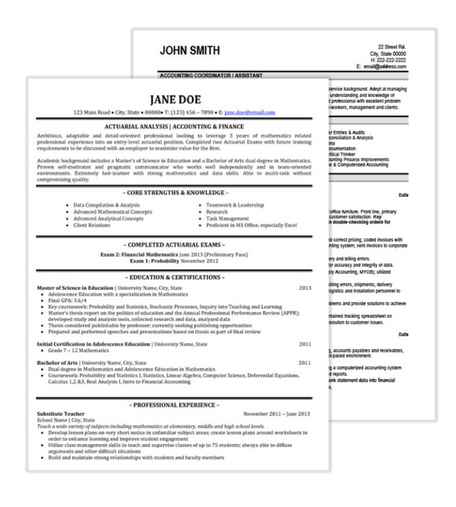Actuarial Resume Samples
