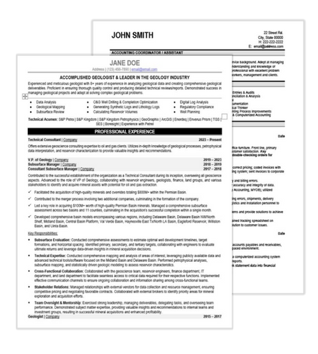 Geology Resume Samples