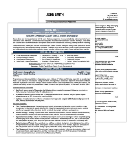 Hospitality Resume Samples
