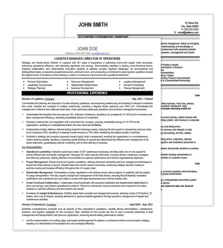 Logistics Resume Samples