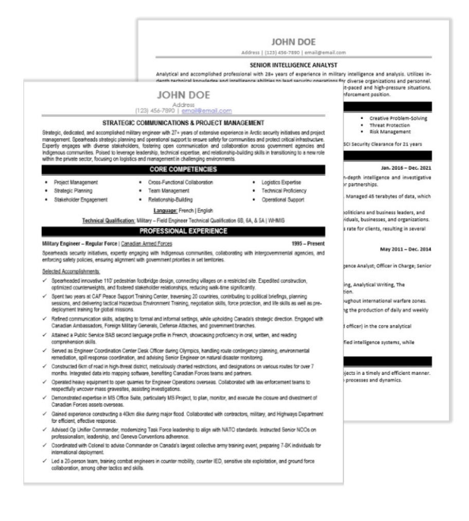 Military Resume Samples
