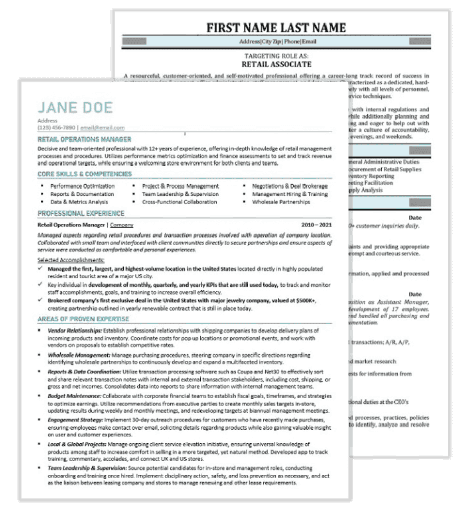 Retail Resume Samples