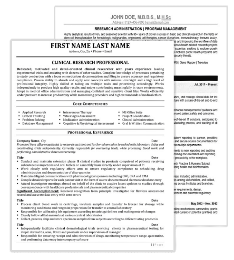 Science Resume Samples