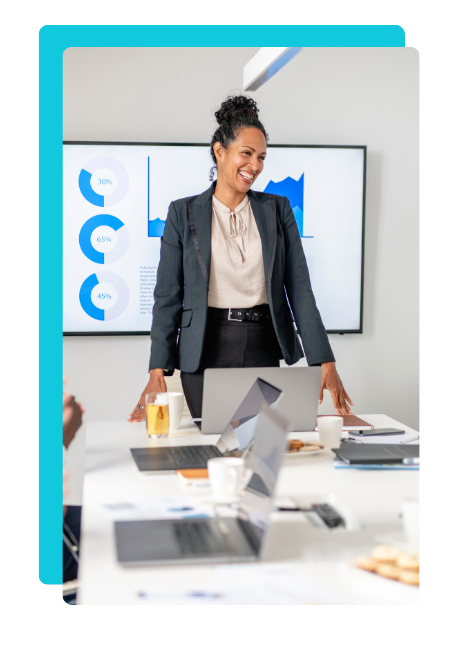 Professional women confident in her skills after career coaching