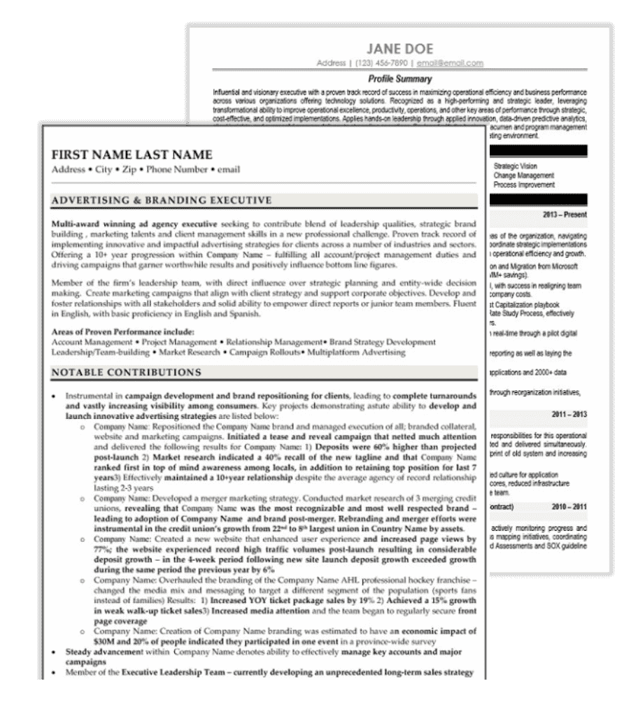 Executive Resume Samples