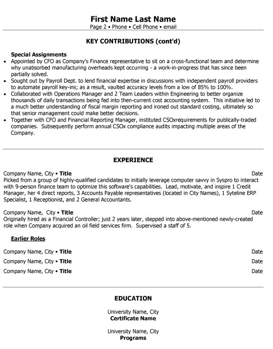 Sr. Accounting Manager Resume Sample & Template Page 2