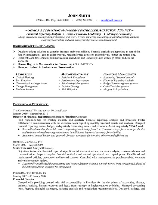 Senior Accounting Manager Resume Sample & Template