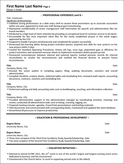 Executive Assistant Professional Resume Sample & Template Page 2