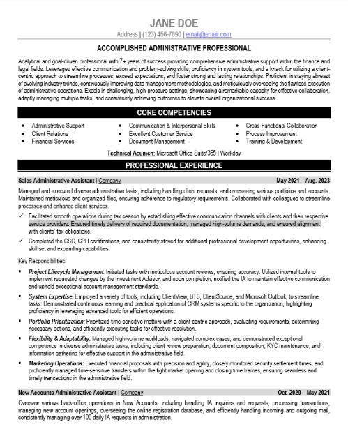 Mid-Career Resume Sample & Template