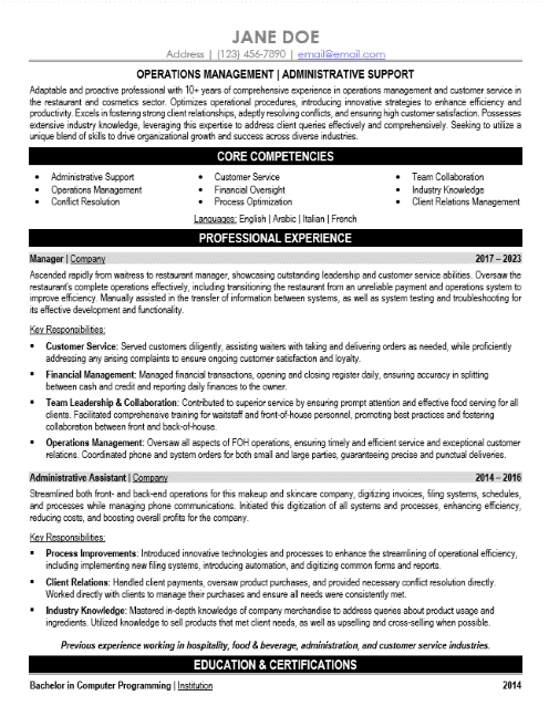 Professional Resume Sample & Template
