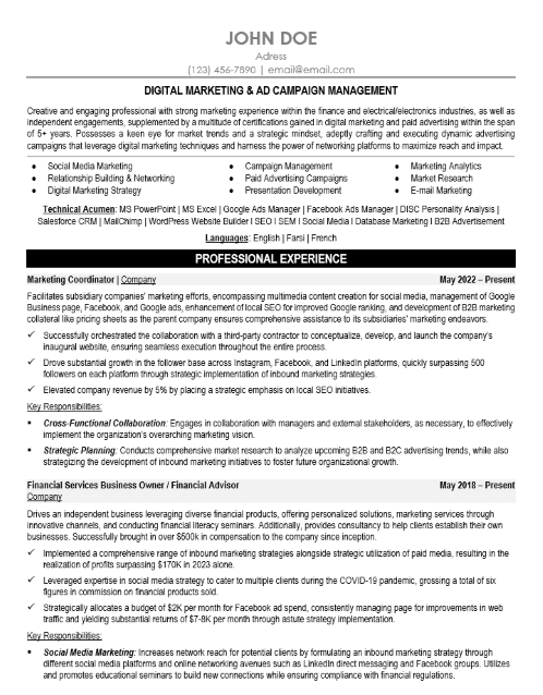 Marketing Coordinator Resume Sample & Template