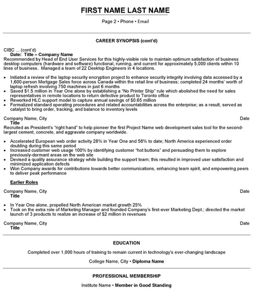 Director Wholesale Banking Resume Sample & Template Page 2