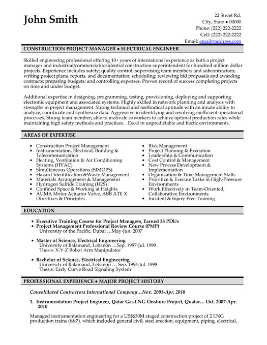 Project Engineer Resume Sample & Template