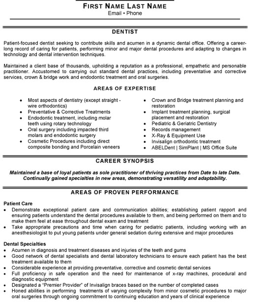 Resume Format For Dentist from www.resumetarget.ca