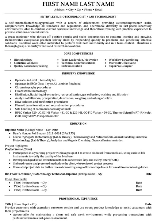Top Biotechnology Resume Templates Samples