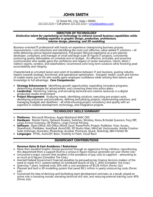 Director of Techology Resume Sample & Template