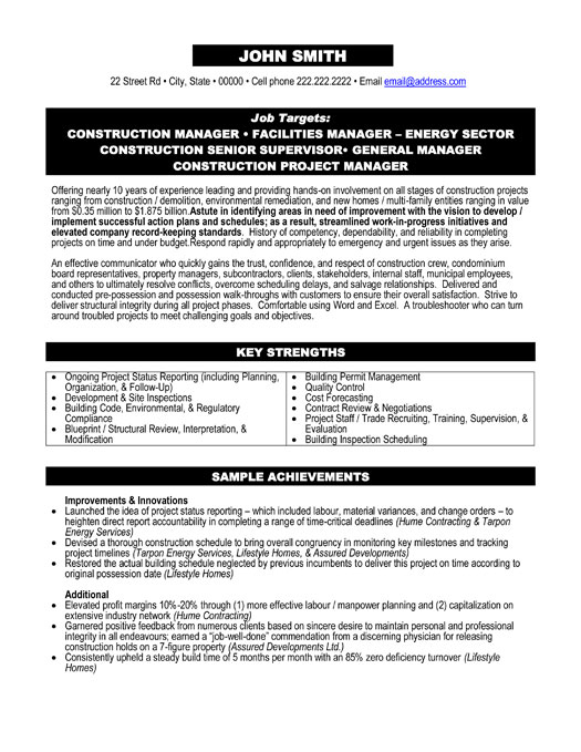 Construction Environment Remediation Resume Sample & Template
