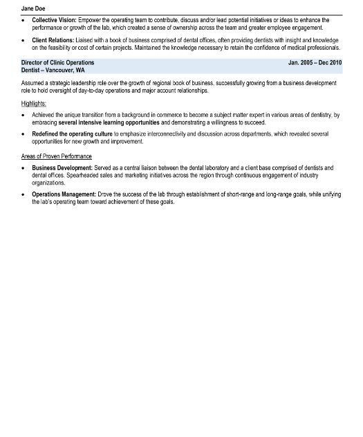 Dental Laboratory CEO Resume Sample & Template Page 2