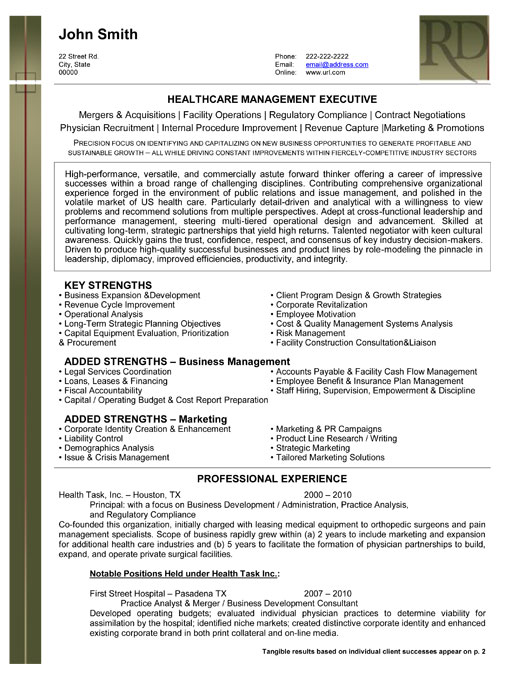 Healthcare Management Resume Sample & Template