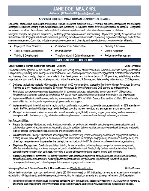 Human Resources Manager Resume - Executive Human Resources Leader Resume Sample1