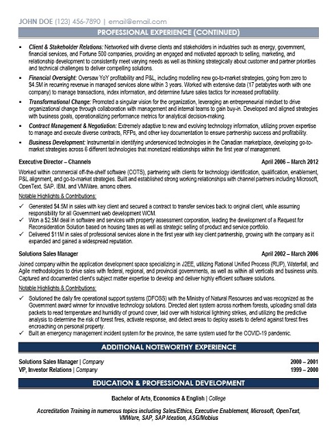 IT Sales Leader Resume Sample & Template Page 2