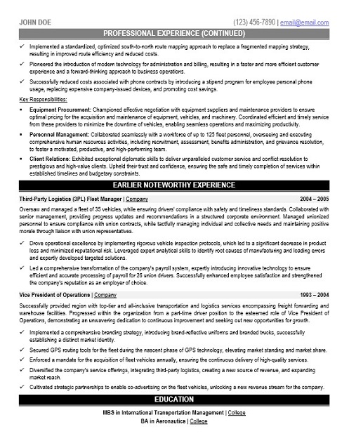 Logistics Director Resume Sample & Template Page 2