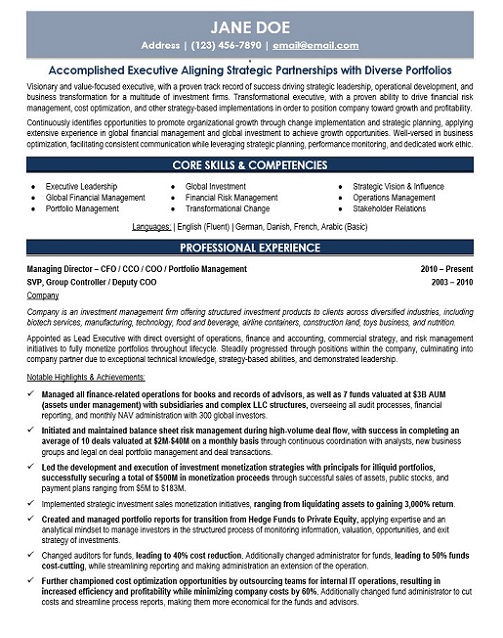 Managing Director Resume Sample & Template