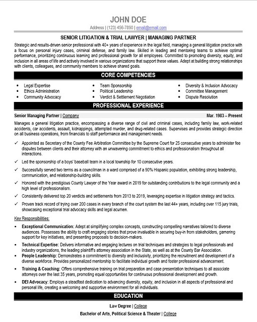 Managing Partner Resume Sample & Template