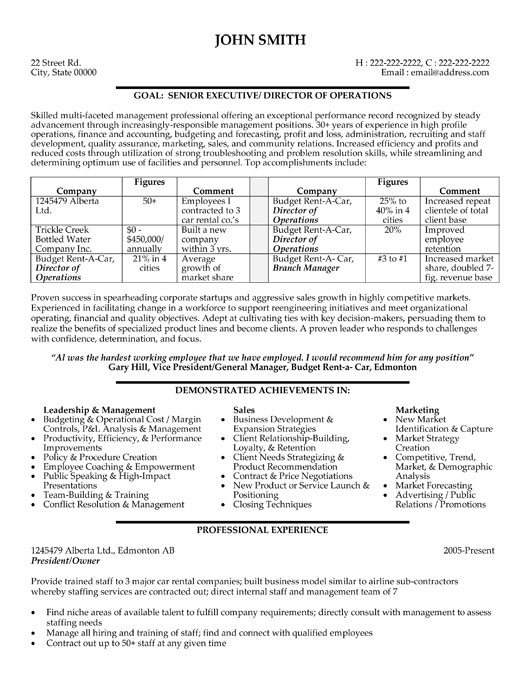 Director Operations Resume Sample & Template