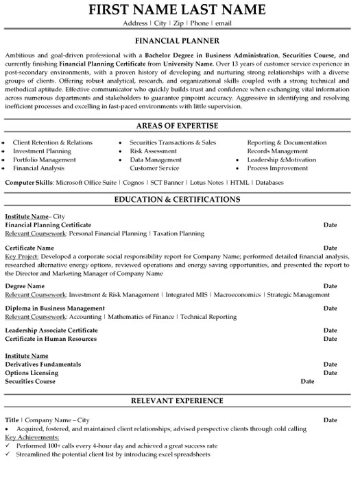 Finance Resume Writing Services