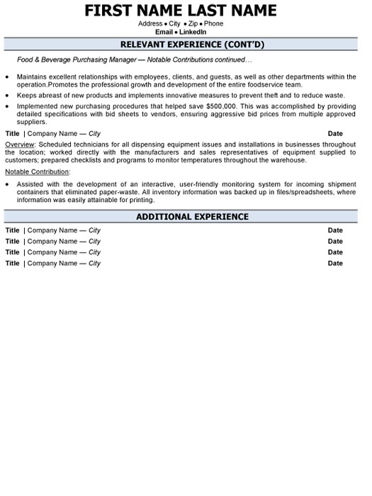 Purchasing Director Resume Sample & Template Page 2