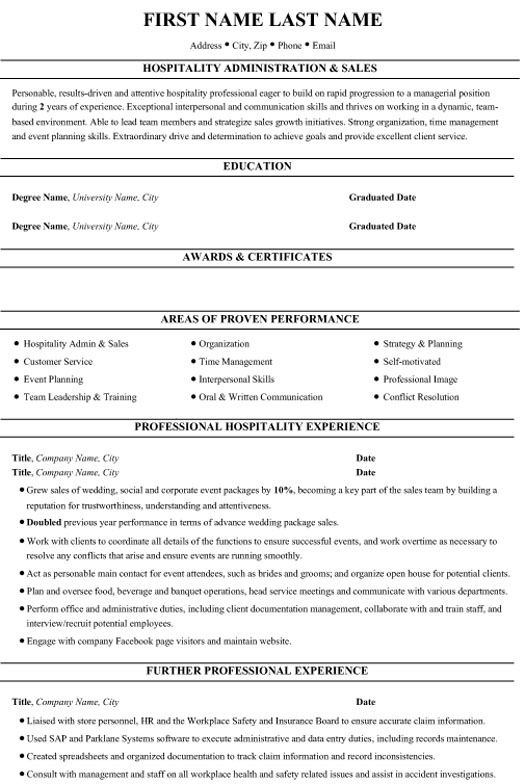 Administration Sales Resume Sample & Template