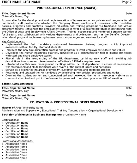 Human Resource Director Resume Sample & Template Page 2