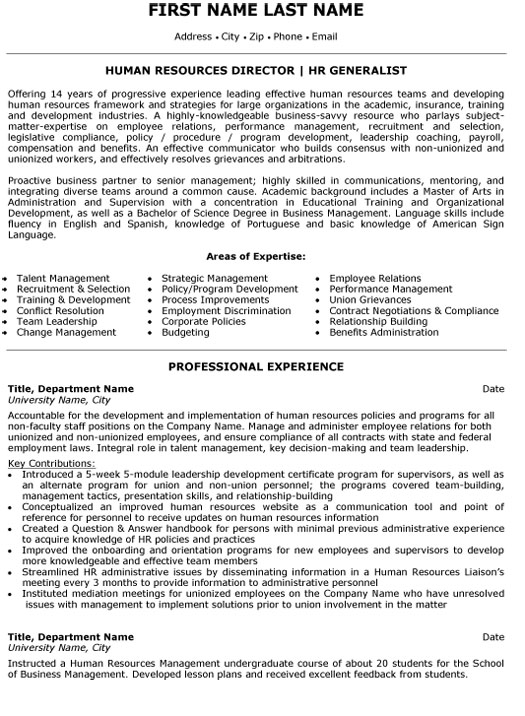 Human Resources Director Resume Sample & Template