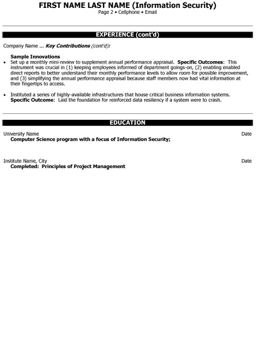 Director Infrastructure Resume Sample & Template Page 2