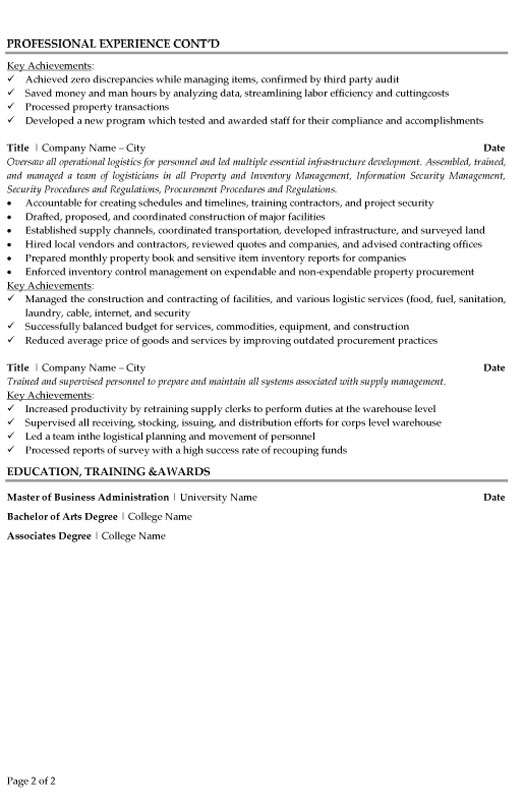 Supply Chain Manager Resume Sample & Template Page 2