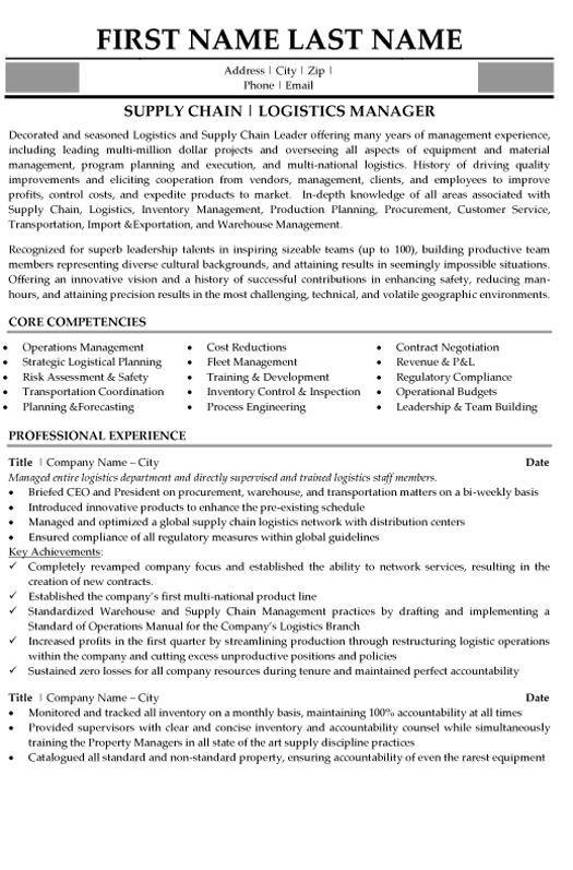 Supply Chain Manager Resume Sample & Template