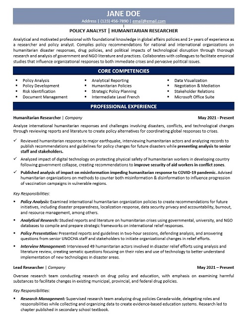 Policy Analyst Resume Sample & Template