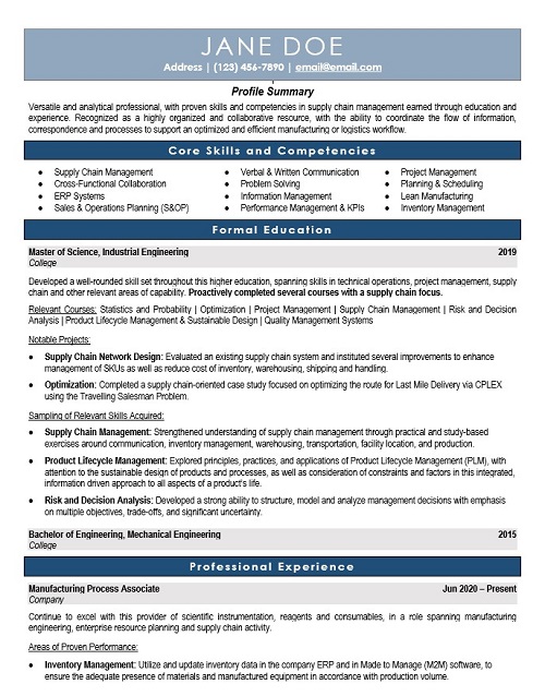 Manufacturing Process Associate Resume Sample & Template