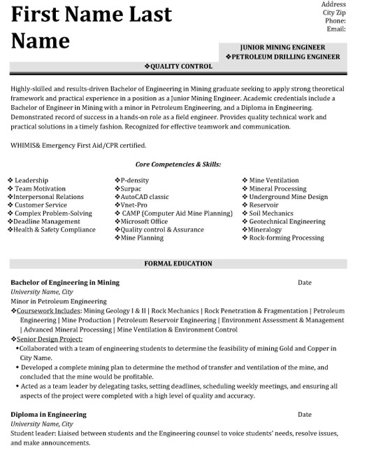 Quality Control Engineer Resume Sample & Template
