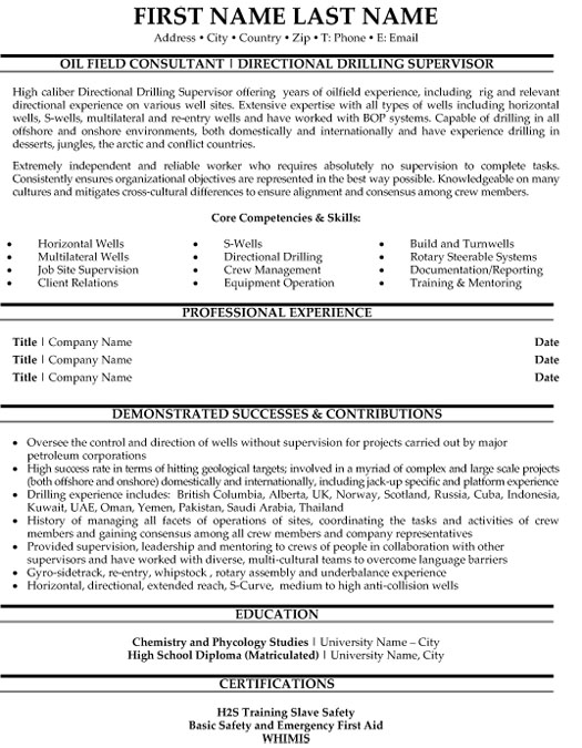 Top Oil Gas Resume Templates Samples