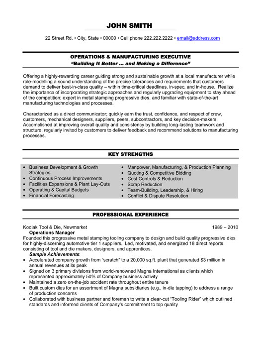 Operations Executive Resume Sample & Template