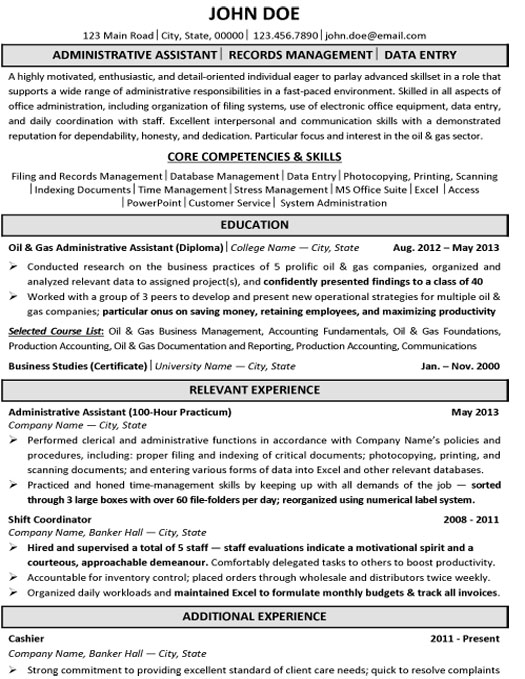 Administration Assistant Resume Sample & Template
